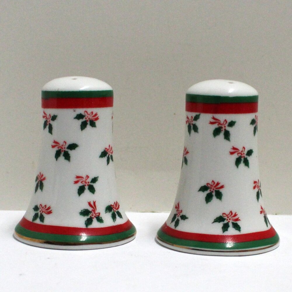 Lefton Christmas Theme Salt and Pepper Shakers With Stoppers